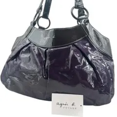 agnes b VOYAGE エナメル トートバッグ パープル　肩掛け可