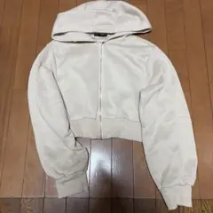 SHEIN クロップド丈 ジップアップパーカー アイボリー L