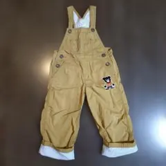 ダブルBクマ刺繍付きオーバーオール 100cm