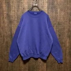 US古着 無地　スウェット　ブランク　くすみ青　クルーネック　dsw59