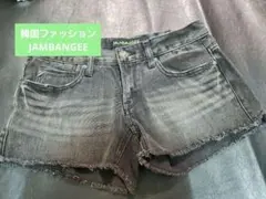 SALE【韓国ファッション】JAMBANGEE デニム ショートパンツ☆ブラック