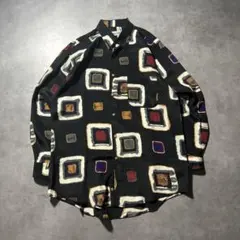 ヴィンテージ 総柄 レトロ ヨーロピアン 幾何学 模様 デザイン シャツ