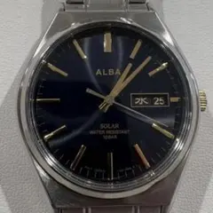 SEIKO ALBA ソーラー 腕時計 ネイビー セイコー 可動