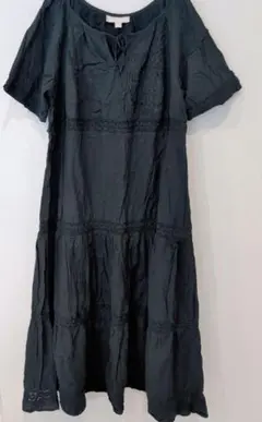 Woman Within ブラック ワンピース 半袖 コットン【4L〜5L】