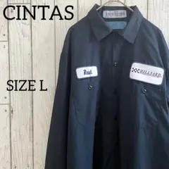 【美品】古着 CINTAS 長袖ワークシャツ Lサイズ ネイビー