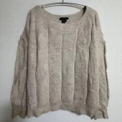 タハリ セーター ボートネック 長袖 ケーブル編み 2XL ベージュ