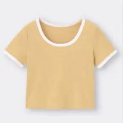 ❤️GU クロップド Tシャツ❤️ 半袖 へそ出し チラ見せ 韓国風 M イエロー
