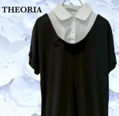 セオリア『THEORIA』レイヤード カットソー 重ね着風【M】ブラック 黒のサムネイル