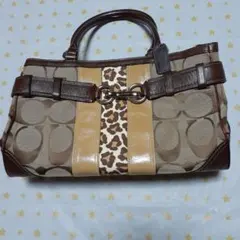 Coach レオパード柄 ハンドバッグ 中型