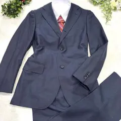 【極美品】JPRESS ネイビー チェック スーツ セットアップ 2B A6