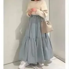 【emmi atelier】ボリュームティアードスカート ミント Mのサムネイル
