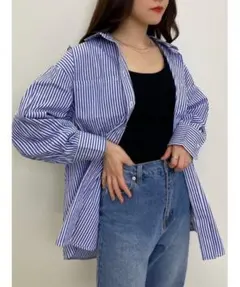 INGNI ストライプ柄BIGシャツ