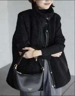 【SLOBE IENA】ECOPELボアショートベスト 2023 黒