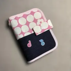 Ａ7サイズ　ピンク水玉 デニム　シール帳