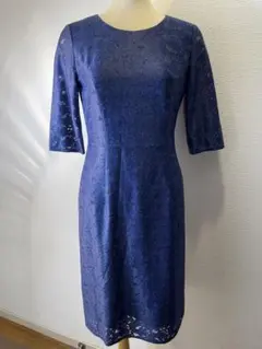 クードシャンス織柄レース総柄ワンピースタイトストレッチＭ