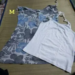 ★J.K.G 花柄 ノースリーブ チュニック 2点セットM★