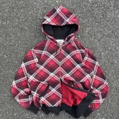 old uniqlo 00s 90s ダブルジップ　パーカー　チェック　短丈