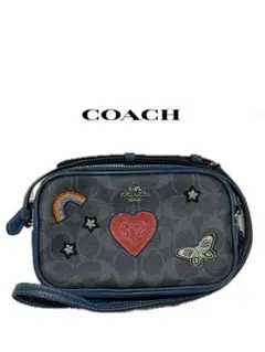 COACH コーチ ショルダーバッグ キャンパス レザー パッチワーク