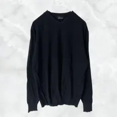 ザラマン Vネックニット セーター 黒 サイズ42 XL シンプル カジュアルのサムネイル