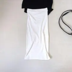 【ZARA/ザラ】ニットロングタイトスカート『S』ホワイト　ウエストゴム