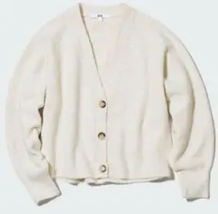 ユニクロ　スフレヤーンVネックショートカーディガン オフホワイト