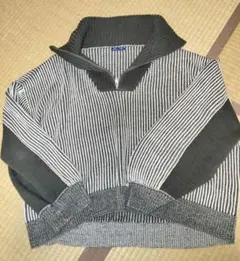 しまむら　おかだゆりさんコラボ グレーと白のストライプ ハイネックセーター 3L