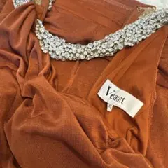 Veaut オレンジ ビジュー付きドレス XS