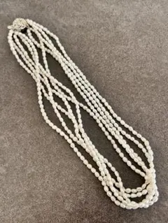 0307-7 パール ネックレス 5連 アクセサリー