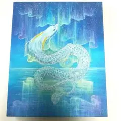 No.483 F4サイズ 大き目 龍神様 龍神絵画 白龍 黒龍 満月 開運絵画
