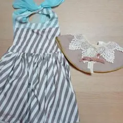 子供用ストライプエプロンとレース襟セットマールマール