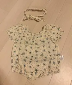 【超美品】ベビー服 ロンパース ヘアバンド セット 花柄