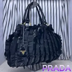 【美品】PRADA×プラダ A4収納可能パテントレザートートバッグ