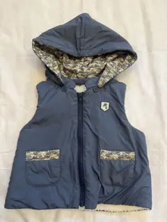 baba フード付きベスト ネイビー 2ポケットサイズ60〜90