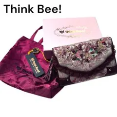 箱・袋付✨シンクビー 三つ折り財布 ビジュー 花柄 Think Bee!のサムネイル