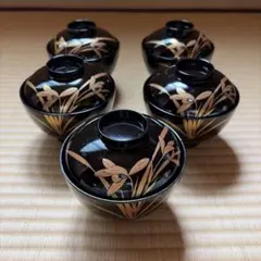 蓋付き 菓子椀 5客 煮物椀　骨董品 蓋つき煮物椀 5客セット 八角形 漆器 - メルカリ