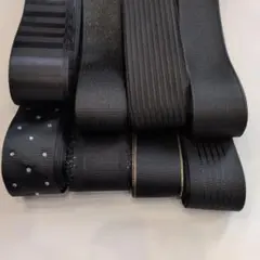 黒リボンセット各6m（ストーン・ストライプ・ラメ）