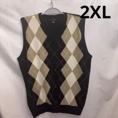 CELLANSONO アーガイル ノースリーブベスト2XL