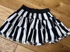 フレアスカート ブラックホワイトストライプ 120cm