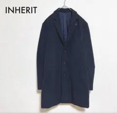 INHERIT インヘリット ポリレーヨン3Bチェスターコート ネイビー L