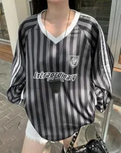 サッカーTシャツ　ジャージ　ユニフォーム　長袖　韓国　y2k