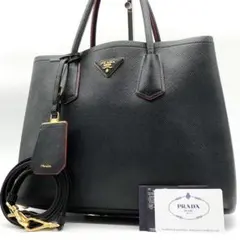 ✨極美品・ギャランティ付✨プラダ ハンドバッグ 2way ドゥーブレ 三角ロゴ