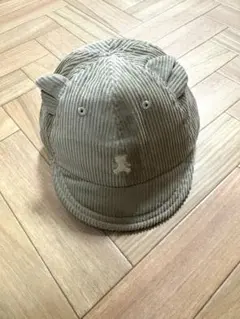 クマ耳付きコーデュロイキャップ