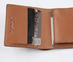 新品　本革二つ折り財布　メンズ薄型軽量　コンパクト　茶色　シンプルビジネス向け