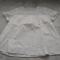 ホワイトレース半袖トップス 3XL