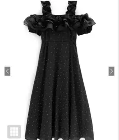 ブラックドットオフショルダーワンピース