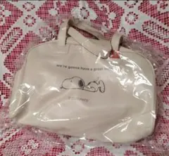 スヌーピー　ボストンバッグ　ベージュ