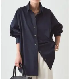 LOUNGEDRESS サテンBIGシャツ　ネイビー