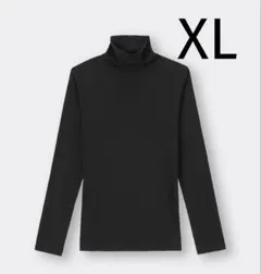 GU ストレッチリブタートルネックT ウォーム 保温 発熱 ストレッチ 黒 XL