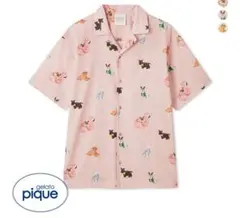ジェラピケ ユニセックス SUMMER DOG総柄シャツ ピンク　犬