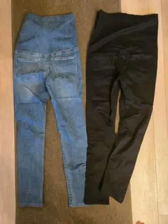 マタニティ ハイウエスト スキニーパンツ 2点セット